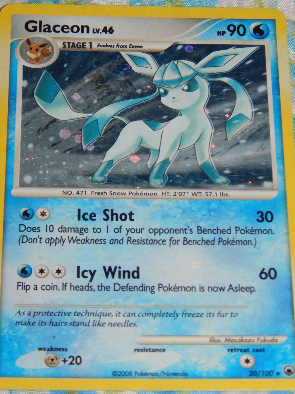 Glaceon 20/100 Diamond Pearl Majestic Dawn Deck Exclusive Holo Rare Pokemon Card